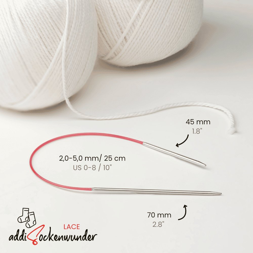 Addi Lace Sock Wonder Fixed Circular Needles - 25cm (10") - The Needle Store