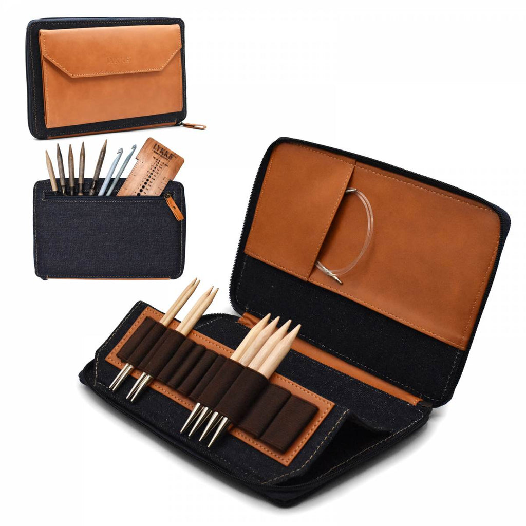 LYKKE Oxford - Denim & Vegan Leather Large Interchangeable Needle Case - The Needle Store