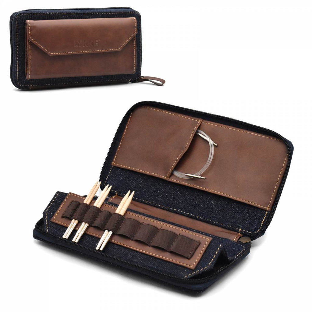 LYKKE Oxford - Denim & Vegan Leather Small Interchangeable Needle Case - The Needle Store