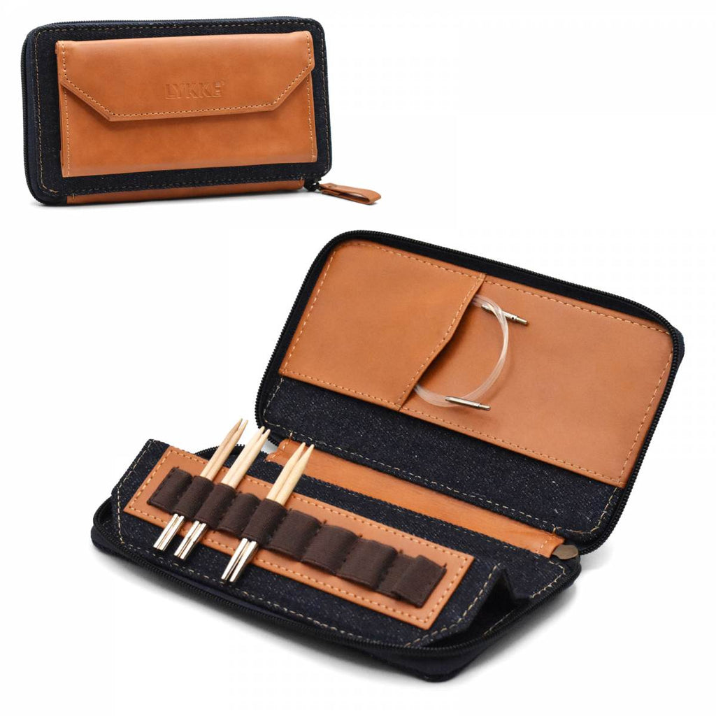 LYKKE Oxford - Denim & Vegan Leather Small Interchangeable Needle Case - The Needle Store