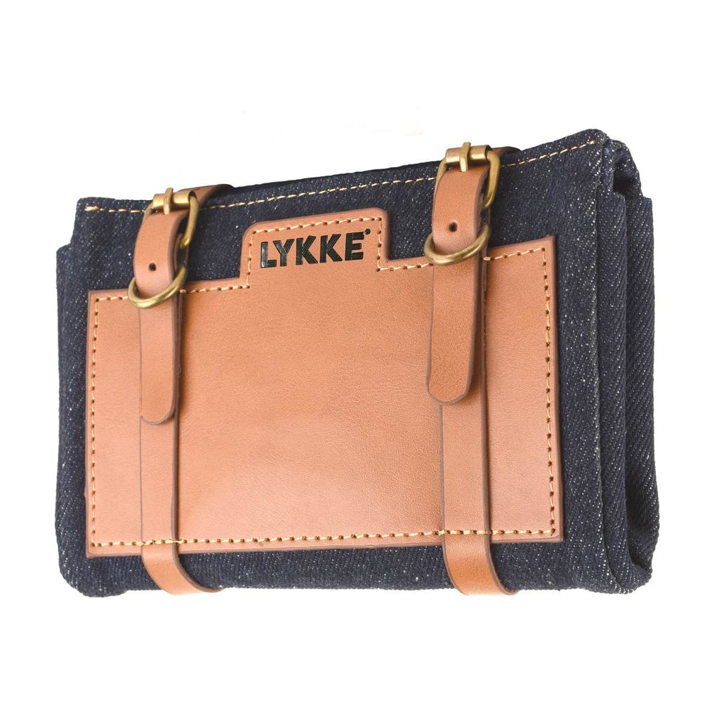 LYKKE Taylor - Denim & Vegan Leather Large Interchangeable Needle Case - The Needle Store