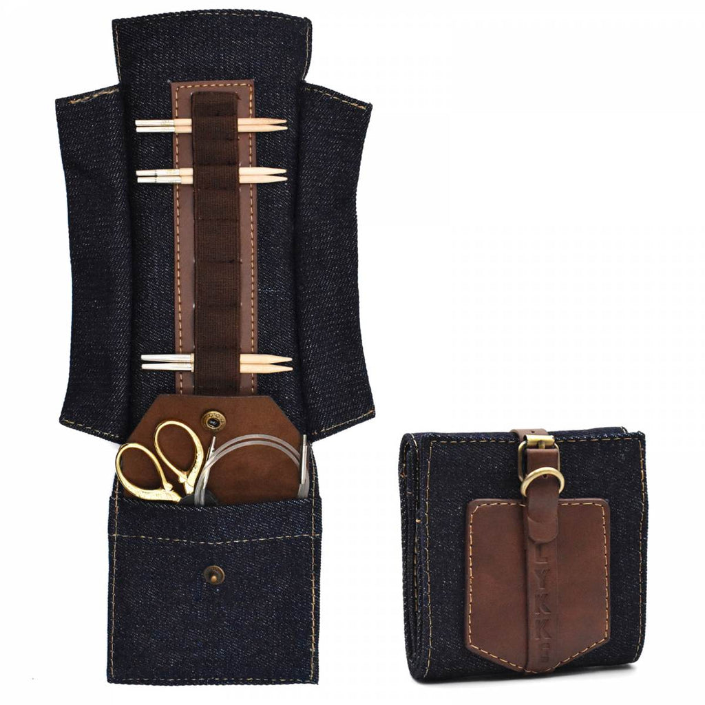 LYKKE Taylor - Denim & Vegan Leather Small Interchangeable Needle Case - The Needle Store