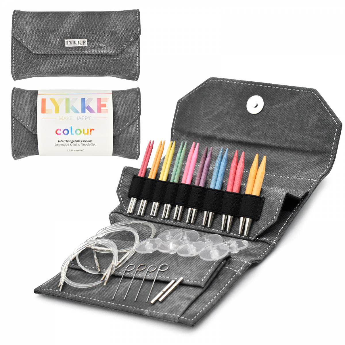 Lykke Colour - 3.5 Interchangeable Knitting Needle Set Grey Denim